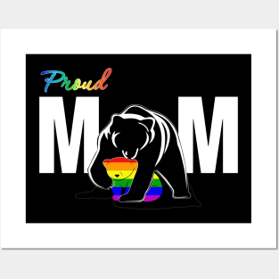 Bear Pround Mom Shirt Funny LGBT Rainbow Gift Posters and Art